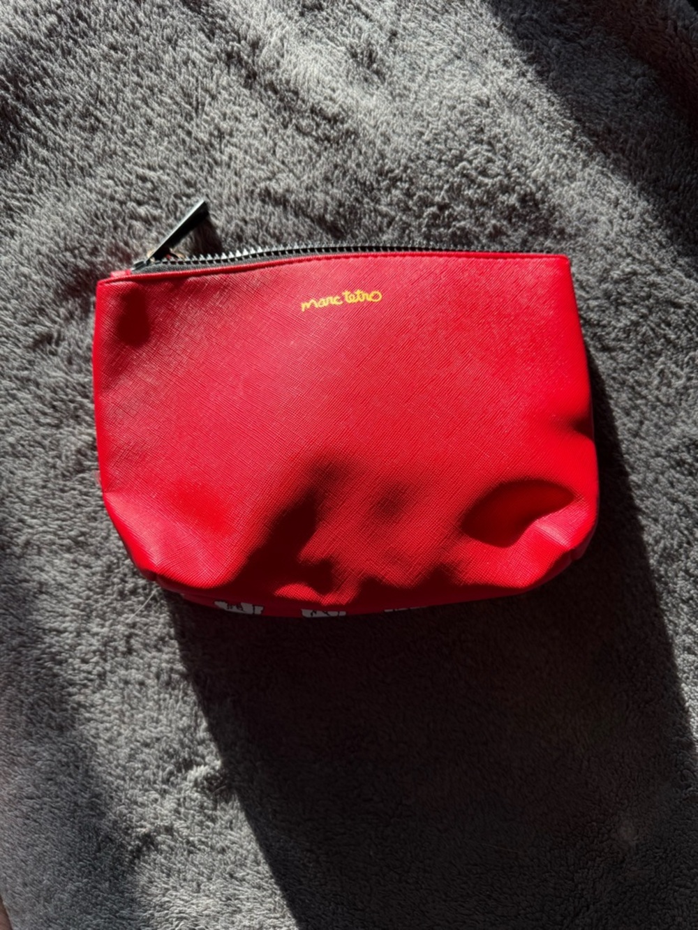 Marc Tetro Red Zip Cosmetic Pouch/wristlet  with Westie pattern